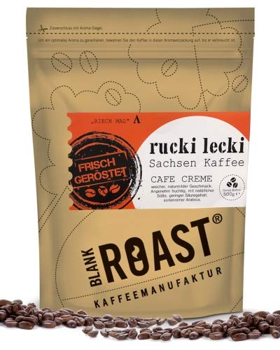 BLANK ROAST | Regionalkaffee | Rucki lecki | Cafe Creme | Sachsen Röstung | Kaffee Beutelgröße 500g, Geschmack als ganze Bohne von BLANK ROAST
