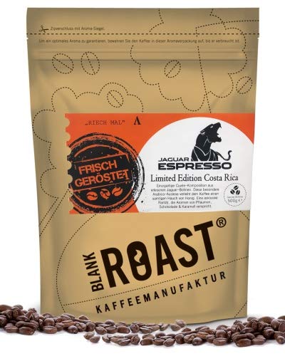 BLANK ROAST | Ursprungskaffee | Jaguar Espresso | Limited Edtition | Costa Rica | Kaffee Beutelgröße 500g, Bohnen als ganze Bohne von BLANK ROAST