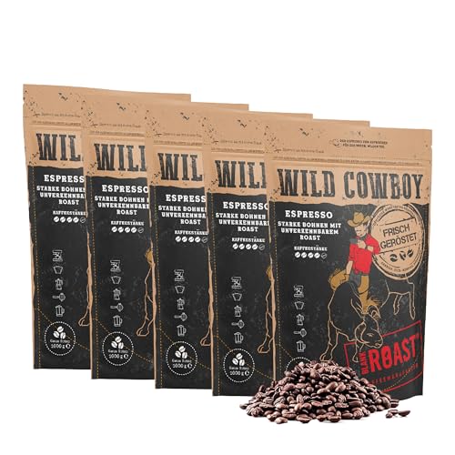 BLANK ROAST Wild Cowboy - Frisch geröstete Kaffeebohnen, Espresso, 5x 1000g ganze Bohne von BLANK ROAST