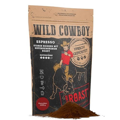 Blank Roast - Wild Cowboy Espresso - gemahlen für Filter - 1kg - mit Hickoryholz geröstet - Arabica & Edel Robusta - Blend aus Brasilien & Uganda - mit schokoladigen Nuancen - säurearm von BLANK ROAST