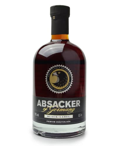 Absacker of Germany - Black Label Premium Kräuterlikör 0,5 Liter 28% Vol. - großartige Komposition aus Kräutern, Früchten und Gewürzen - Kräuter Likör Absacker of Germany - Black Label Premium Kräuterlikör 0,5 Liter 28% Vol. - großartige Komposition aus Kräutern, Früchten und Gewürzen - Kräuter Likör von Absacker of Germany