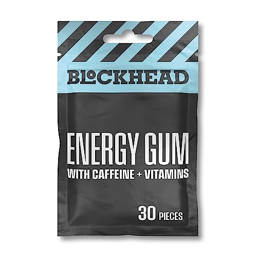 Blockhead | Energy Gum mit Pfefferminz-Geschmack | Koffein Kaugummi mit Vitaminen B1, B6 und B12 und Ginseng | Zuckerfrei | Kalorienfrei von BLOCKHEAD