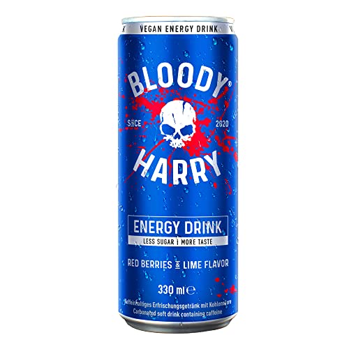 BLOODY HARRY® Premium Energy Drink | MADE IN GERMANY | Natürliches, Erfrischendes & Fruchtiges Geschmackserlebnis | Natürliches Koffein & wenig Zucker | 0,33l, EINWEG (12er-Pack) inkl. Pfand 3,00€ von BLOODY HARRY