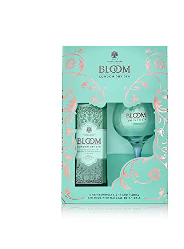 BLOOM Gin, London Dry Gin 40% vol, Qualitäts Gin mit fruchtig-floraler Note, Premium Gin in edler Geschnkverpackung mit GRATIS Ballon-Gin-Glas Gin, 0.7 l von BLOOM