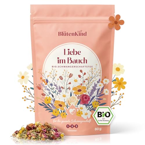 BlütenKind® BIO Schwangerschaftstee „Liebe im Bauch“ | wohltuender Genuss, koffeinfrei & perfekt für alle Trimester (1.-3.) | Beliebte Frauenkräuter für deine Schwangerschaft | Geschenkidee 80g von BLÜTENKIND