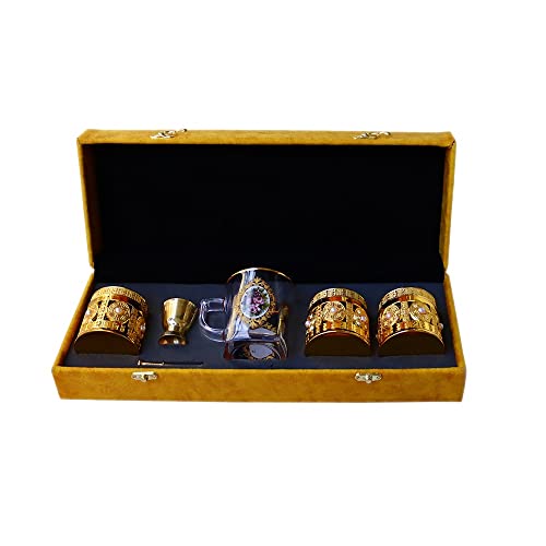 Luxuriöses Geschenkset (Gold), Safran plus Kräutertees -Geschenkbox, Auswahl an wertvollen Tees in schönem Design, Geschenk zu Weihnachten (Safran 5g + Grüner Tee 10g + Kamille 10g) von BLUMENTAL BAYERN