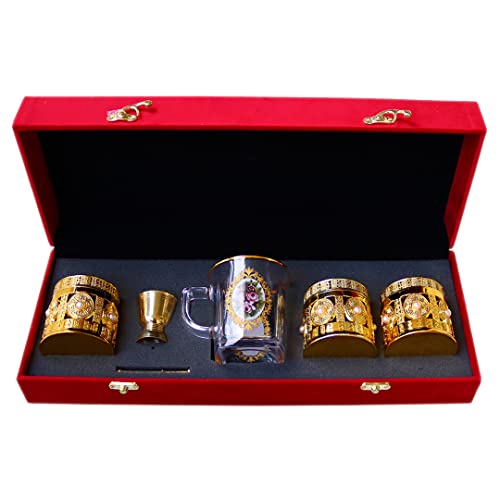 Luxuriöses Geschenkset , Kräutertee plus Safran-Geschenkbox, Auswahl an wertvollen Tees in schönem Design, Geschenk zu Weihnachten ((Rot)) (Safran 5g + Grüner Tee 10g + Pfefferminze 10g) von BLUMENTAL BAYERN