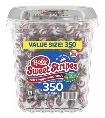 Bobs Sweet Stripes weiche Pfefferminzbonbons, 100 % echte Pfefferminze, leckere süße Streifen, gluten- und fettfrei, 350 Stück Bobs Sweet Stripes weiche Pfefferminzbonbons, 100 % echte Pfefferminze, leckere süße Streifen, gluten- und fettfrei, 350 Stück von BOBS