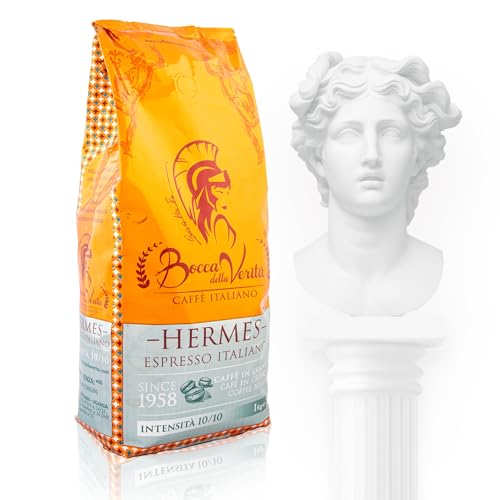 BOCCA DELLA VERITA® - Italienische Kaffeebohnen, Aroma HERMES RISTRETTO NAPOLI, 1 kg Packung, Natürlich und handwerklich gerösteter Kaffee, 100% Made in Italy, Rainforest und UTZ zertifiziert von BOCCA DELLA VERITA