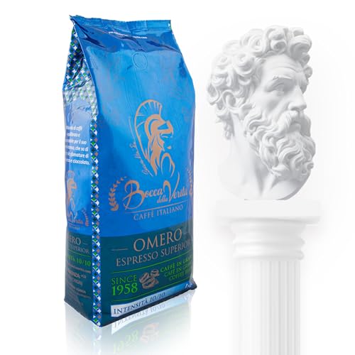 BOCCA DELLA VERITA® - Italienische Kaffeebohnen, Aroma OMERO ESPRESSO SUPERIORE, 1 kg Packung, Natürlich und handwerklich gerösteter Kaffee, 100% Made in Italy, Rainforest und UTZ zertifiziert von BOCCA DELLA VERITA