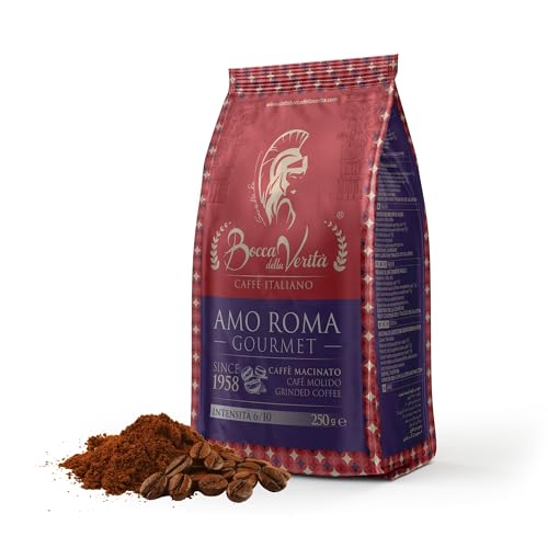 BOCCA DELLA VERITA® - Italienischer gemahlener Kaffee AMO ROMA GOURMET 50A/50R in 250 Gramm Beutel mit Schutzventil von BOCCA DELLA VERITA