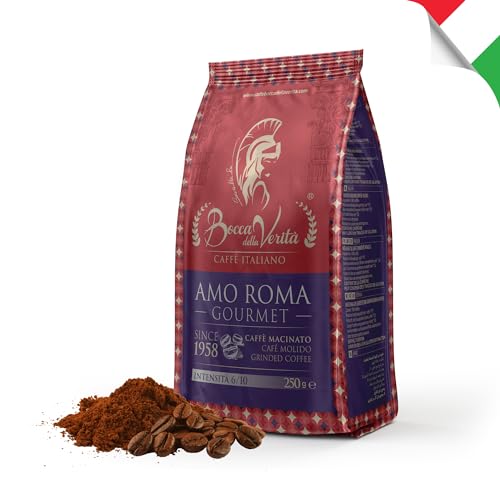 BOCCA DELLA VERITA® - Italienischer gemahlener Kaffee AMO ROMA GOURMET 50A/50R in 250 Gramm Beutel mit Schutzventil von BOCCA DELLA VERITA