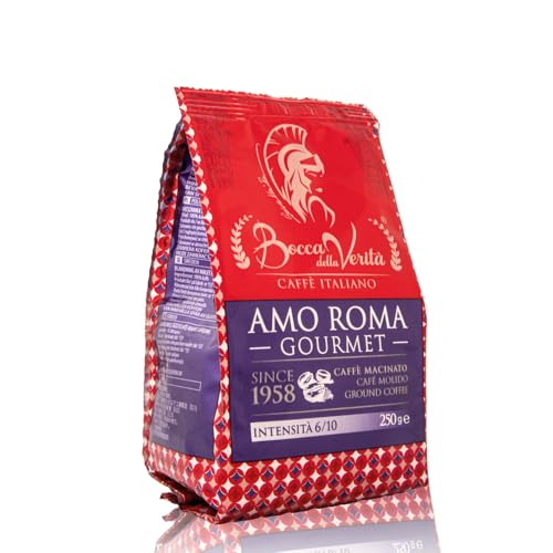 BOCCA DELLA VERITA® - Italienischer gemahlener Kaffee AMO ROMA GOURMET 50A/50R in 250 Gramm Beutel mit Schutzventil von BOCCA DELLA VERITA