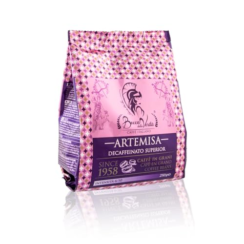 BOCCA DELLA VERITA® - Italienischer gemahlener Kaffee ARTEMISA DECAFFEINATED 20A/80R im Beutel zu 250 Gramm mit Schutzventil von BOCCA DELLA VERITA
