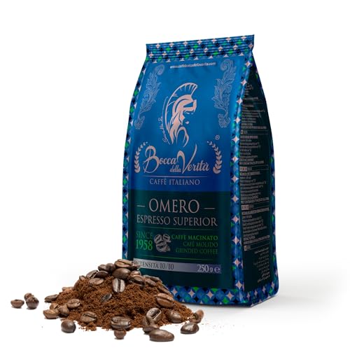 BOCCA DELLA VERITA® - Italienischer gemahlener Kaffee OMERO PREMIUM 60A/40R in 250 Gramm Beutel mit Schutzventil von BOCCA DELLA VERITA