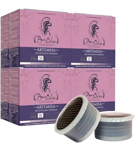 BOCCA DELLA VERITA, Schachtel mit 40 italienischen Kaffeekapseln, Artemisa-Geschmack, entkoffeiniert, kompatible Kapseln mit Lavazza® Espresso Point-Kaffeemaschinen, 100% Made in Italy von BOCCA DELLA VERITA