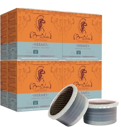 BOCCA DELLA VERITA, Schachtel mit 40 italienischen Kaffeekapseln, italienischer Espressogeschmack von HERMES, FAP-kompatible Kapseln mit der Lavazza® Espresso Point-Kaffeemaschine, 100% Made in Italy von BOCCA DELLA VERITA