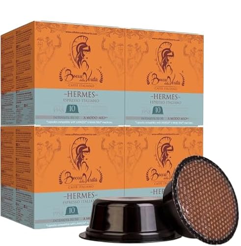 BOCCA DELLA VERITA 40 Kaffeekapseln Schutzverpackung Natürlich gerösteter Espressokaffee (10 Capsules (4 Box), Hermes Italian Espresso) von BOCCA DELLA VERITA