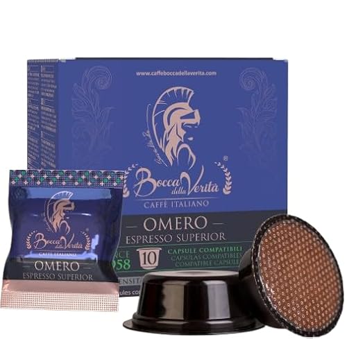 BOCCA DELLA VERITA Box mit 10 italienischen Kaffeekapseln, OMERO Espresso Superior-Geschmack, Kapseln kompatibel mit Lavazza® A Modo Mio Kaffeemaschine, 100% hergestellt in Italien von BOCCA DELLA VERITA