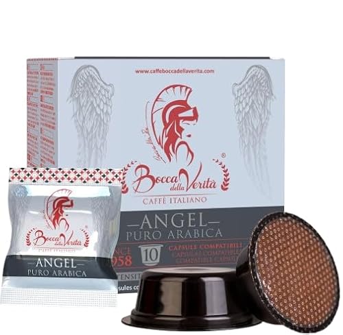 BOCCA DELLA VERITA Box mit 10 italienischen Kaffeekapseln Angel Arabica-Geschmack 100%, Kapseln kompatibel mit der Kaffeemaschine Lavazza® A Modo Mio, 100% hergestellt in Italien von BOCCA DELLA VERITA