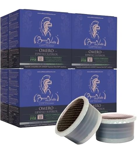 BOCCA DELLA VERITA Box mit 40 italienischen Kaffeekapseln, OMERO Espresso Superior Flavour, FAP-kompatible Kapseln mit der Lavazza® Espresso Point-Kaffeemaschine, 100% hergestellt in Italien von BOCCA DELLA VERITA