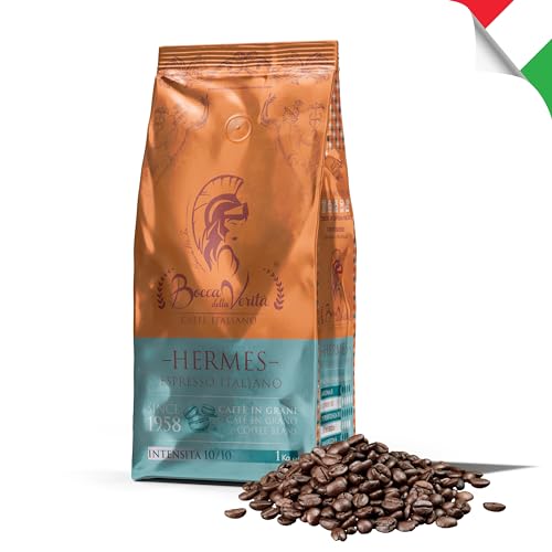 BOCCA DELLA VERITA® - Italienische Kaffeebohnen, Aroma HERMES RISTRETTO NAPOLI, 1 kg Packung, Natürlich und handwerklich gerösteter Kaffee, 100% Made in Italy, Rainforest und UTZ zertifiziert von BOCCA DELLA VERITA