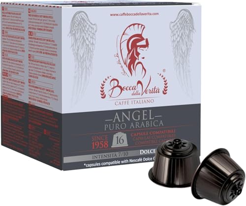 BOCCA DELLA VERITA – Packung mit 16 italienischen Kaffeekapseln, ANGEL-Arabica-Geschmack 100%, Kapseln kompatibel mit der Kaffeemaschine Nescafé® Dolce Gusto®, 100% Made in Italy von BOCCA DELLA VERITA