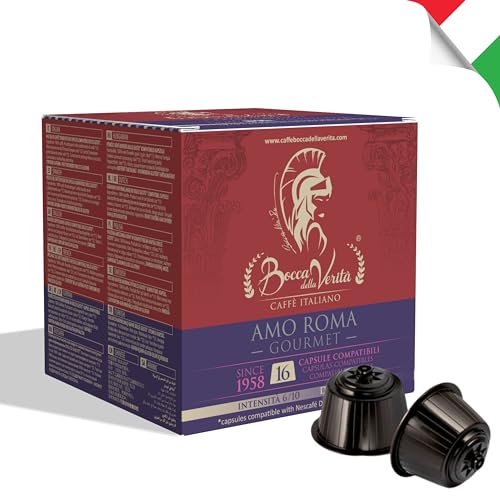 BOCCA DELLA VERITA – Packung mit 16 italienischen Kaffeekapseln, Geschmack AMO ROMA Gourmet, Kapseln kompatibel mit der Kaffeemaschine, 100% Made in Italy von BOCCA DELLA VERITA