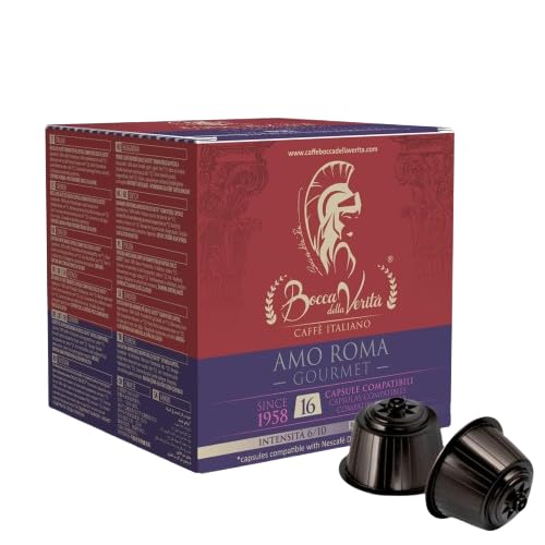 BOCCA DELLA VERITA – Packung mit 16 italienischen Kaffeekapseln, Geschmack AMO ROMA Gourmet, Kapseln kompatibel mit der Kaffeemaschine Nescafé® Dolce Gusto®, 100% Made in Italy von BOCCA DELLA VERITA