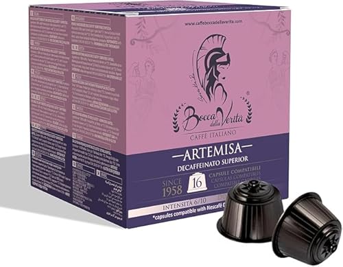BOCCA DELLA VERITA – Packung mit 16 italienischen Kaffeekapseln ARTEMISA, entkoffeinierter Geschmack, Kapseln kompatibel mit der Kaffeemaschine, 100% Made in Italy von BOCCA DELLA VERITA