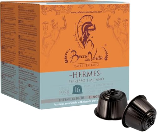 BOCCA DELLA VERITA – Packung mit 16 italienischen Kaffeekapseln HERMES Espresso mit italienischem Geschmack, Kapseln kompatibel mit der Kaffeemaschine Nescafé® Dolce Gusto®, 100% Made in Italy von BOCCA DELLA VERITA