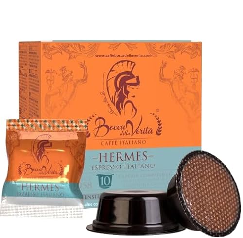 BOCCA DELLA VERITA Schachtel mit 10 italienischen Kaffeekapseln, Geschmack italienischer Espresso von HERMES, Kapseln kompatibel mit der Kaffeemaschine Lavazza® A Modo Mio von BOCCA DELLA VERITA