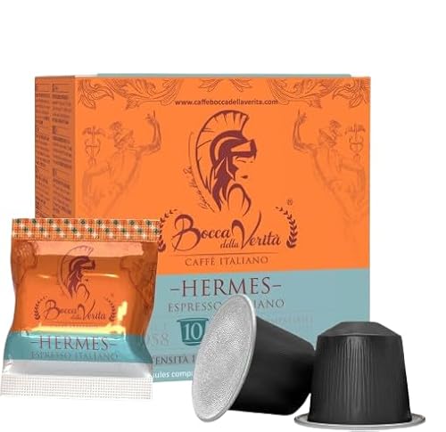BOCCA DELLA VERITA – Schachtel mit 10 italienischen Kaffeekapseln HERMES Espresso Italiano, Kapseln kompatibel mit der Nespresso®-Kaffeemaschine, 100% Made in Italy von BOCCA DELLA VERITA