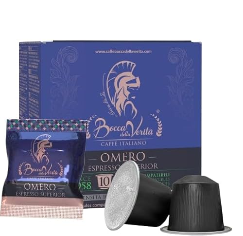 BOCCA DELLA VERITA – Schachtel mit 10 italienischen Kaffeekapseln OMERO Espresso Superior, Kapseln kompatibel mit der Nespresso®-Kaffeemaschine, 100% Made in Italy von BOCCA DELLA VERITA