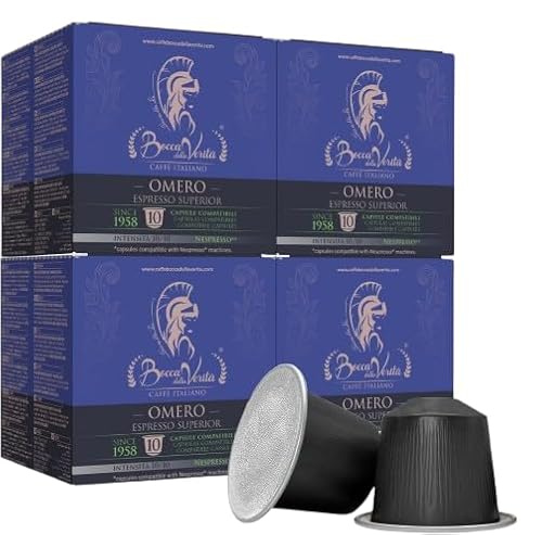 BOCCA DELLA VERITA – Schachtel mit 40 Kapseln Omero Espresso Superior italienischer Kaffee, Kapseln kompatibel mit der Nespresso®-Kaffeemaschine, 100% Made in Italy von BOCCA DELLA VERITA