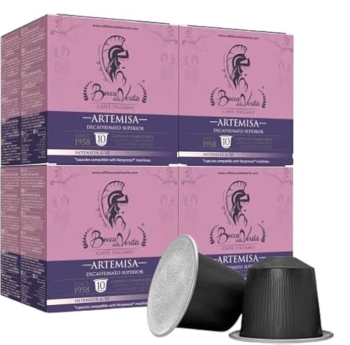 BOCCA DELLA VERITA – Schachtel mit 40 Kapseln entkoffeiniertem italienischen Kaffee Artemisa, Kapseln kompatibel mit der Nespresso®-Kaffeemaschine, 100% Made in Italy von BOCCA DELLA VERITA