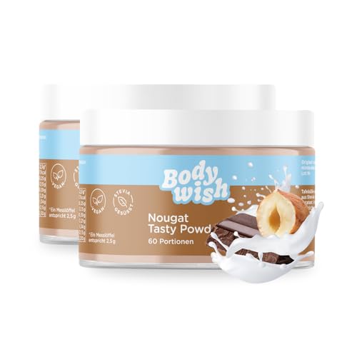 BODYWISH - Nougat Tasty Powder - Kalorienarmes Geschmackspulver | Natürlicher Geschmack - Zuckerersatz Ernährung | 2 x 150gr - Nougat Aroma von BODYWISH
