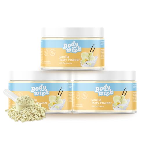 BODYWISH - Vanilla Tasty Powder - Kalorienarmes Geschmackspulver | Natürlicher Geschmack - Zuckerersatz Ernährung | 3 x 150gr - Vanille Aroma von BODYWISH