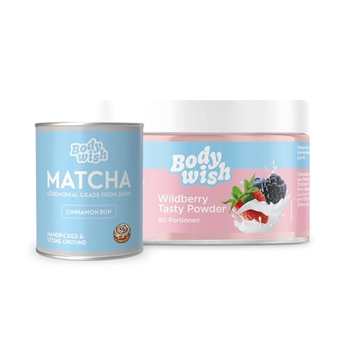 Matcha Premium Tee Pulver 30g + Geschmackspulver Wildberry | Das Original | Japanischer Matcha mit Zimtnote | Vegan Superfood, Latte, Smoothie | Ceremonial Grade Ohne Zusätze Matcha Premium Tee Pulver 30g + Geschmackspulver Wildberry | Das Original | Japanischer Matcha mit Zimtnote | Vegan Superfood, Latte, Smoothie | Ceremonial Grade Ohne Zusätze von BODYWISH