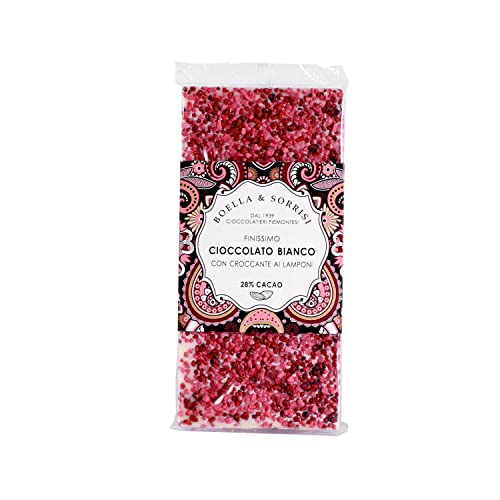 Boella & Sorrisi, weiße Schokolade mit Himbeerkrokant, glutenfrei, aus Italien, 100 g Boella & Sorrisi, weiße Schokolade mit Himbeerkrokant, glutenfrei, aus Italien, 100 g von BOELLA & SORRISI