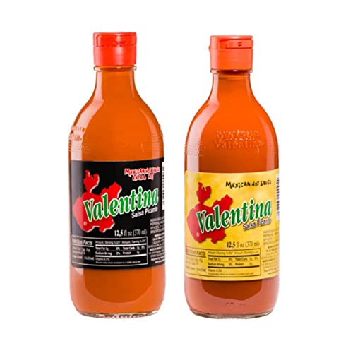 Valentina Saucen, 2 Stück – Das Original Valentina aus Mexiko, 370 ml. c/u, würziges Gelb und Schwarz, extra scharf – Valentina-Soße, die perfekte Kombination für Ihre Snacks von BOEMY