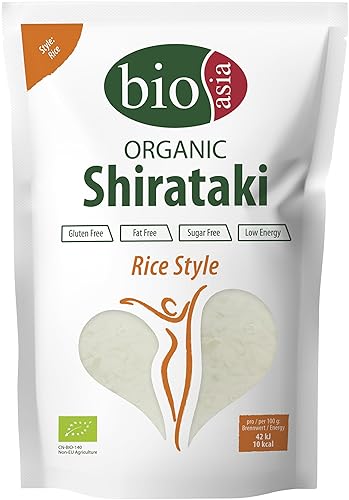 BIOASIA Bio Shirataki Reis aus Bio-Konjakmehl – Mit niedrigem Kaloriengehalt – Zucker-, fett- und glutenfrei (1 x 270 g) von Bioasia