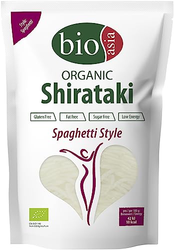 Bioasia Bio Shirataki Spaghetti – Nudeln aus aus Bio-Konjakmehl – Mit niedrigem Kaloriengehalt – Zucker-, fett- und glutenfrei (1 x 270 g) von Bioasia