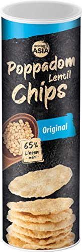 BONASIA Poppadom Lentil Chips Original – Leicht salzige Linsenchips aus 65 % Linsenmehl, glutenfrei, vegan (1 x 70 g) von BONASIA