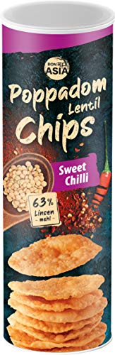 BONASIA Poppadom Lentil Chips Sweet Chilli – Süßlich-pikante Linsenchips aus 63 % Linsenmehl, glutenfrei, vegan (1 x 70 g) von BONASIA
