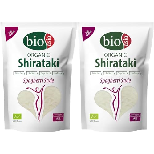 Bioasia Bio Shirataki Spaghetti – Nudeln aus aus Bio-Konjakmehl – Mit niedrigem Kaloriengehalt – Zucker-, fett- und glutenfrei (1 x 270 g) (Packung mit 2) von BONASIA