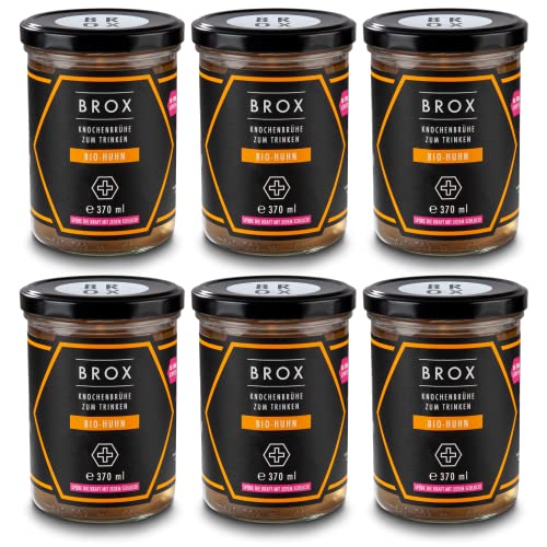 BROX Premium Knochenbrühe Klassik Huhn Bio (6x370ml) - 100% natürlich - Kollagen & Protein - ohne Zucker & Geschmacksverstärker - 24 Std. gekocht - Made in Germany - natürliche Gelatine von Brox