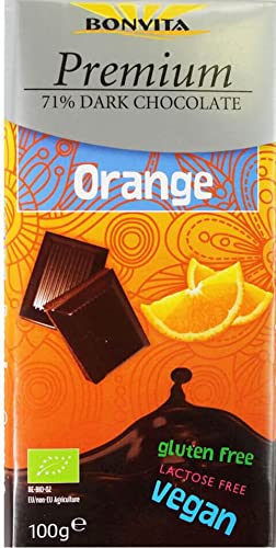 Premium 71% dunkle Schokolade mit Orangenstücken ohne Laktose, glutenfrei (auf einem Reisgetränk) BIO 100 g - Bonvita von BONVITA