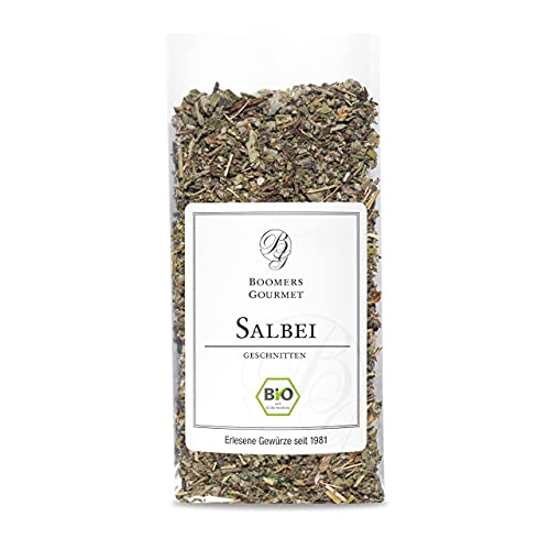 Boomers Gourmet - Salbei geschnitten - Salbei getrocknet - Bio Salbei aus kontrolliertem Anbau - Salbeiblätter für Tee und Küche - Salvia officinalis - Refill - 25 g Boomers Gourmet - Salbei geschnitten - Salbei getrocknet - Bio Salbei aus kontrolliertem Anbau - Salbeiblätter für Tee und Küche - Salvia officinalis - Refill - 25 g von BOOMERS GOURMET