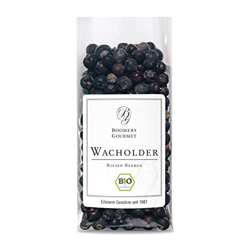 Boomers Gourmet - Boomers Gourmet Wacholderbeeren Bio ganz - getrocknet, aromatisch, aus Mazedonien - Gewürz für Wildgerichte, Marinaden, Gin, Küche - Refill - 50 g Boomers Gourmet - Boomers Gourmet Wacholderbeeren Bio ganz - getrocknet, aromatisch, aus Mazedonien - Gewürz für Wildgerichte, Marinaden, Gin, Küche - Refill - 50 g von BOOMERS GOURMET